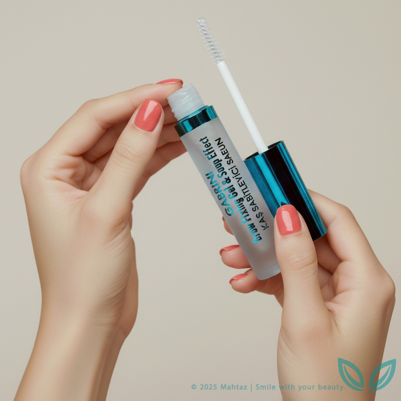 صابون ابرو ژلهای گابرینی Brow Jelly Fix در دست خانم برای لیفت سریع و طبیعی ابرو