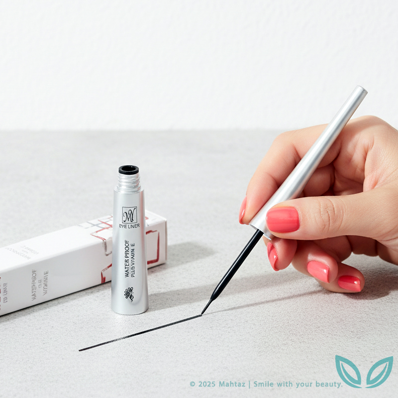خط چشم مویی ضد آب مای حاوی آنتی‌اکسیدان — رنگ مشکی پررنگ و ماندگار | مهتاز